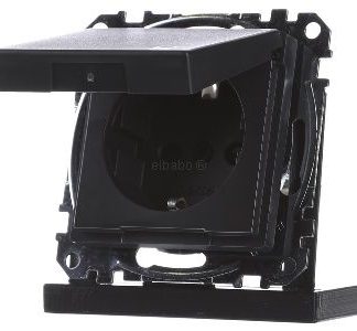 Розетка Schuko, антрацитовый цвет, откидная крышка, степень защиты IP44 - Розетка (MEG2314-0414)