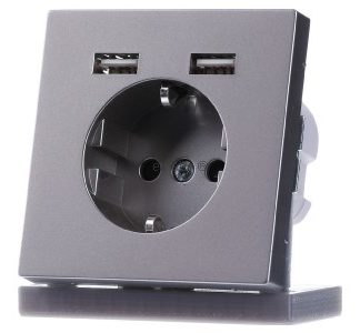 Розетка SCHUKO с USB-зарядным устройством, нержавеющая сталь - Розетка (MEG2366-6036)