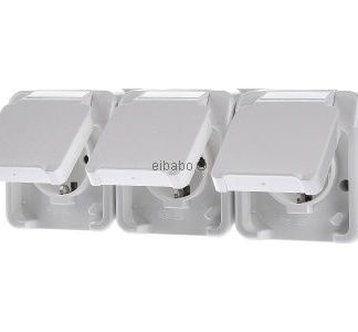 Тройная розетка Schuko, белый цвет - Розетка (MEG2390-8019)