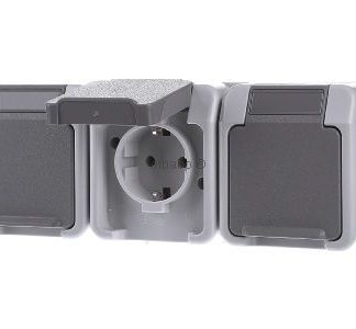 Тройная розетка Schuko, светло-серый - Розетка (MEG2391-8029)