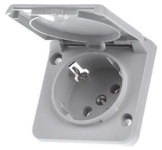 Розетка Schuko светло-серая, 2-контактная, 45G - электрическая розетка D 6711.12 WI WE S