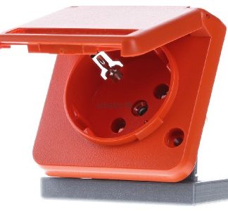 Электрическая розетка SCHUKO EB, описание, оранжевая - Вилка, защитный контакт, оранжевый D ...