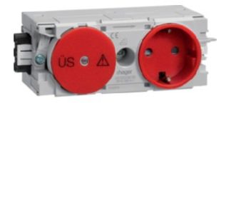 Односторонняя розетка красного цвета с С-образным профилем ÜSM Wago - Защитный контакт розетки красного цвета...