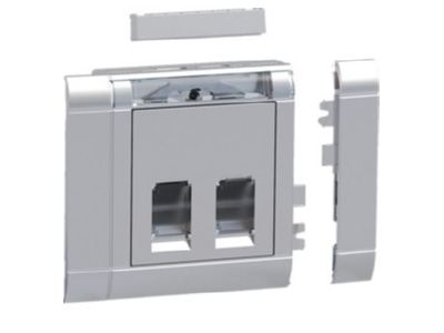 Данные монтажного комплекта: 2 разъема RJ45 типа 10, алюминиевая передняя панель - базовый элемент с полным корпусом GSET...